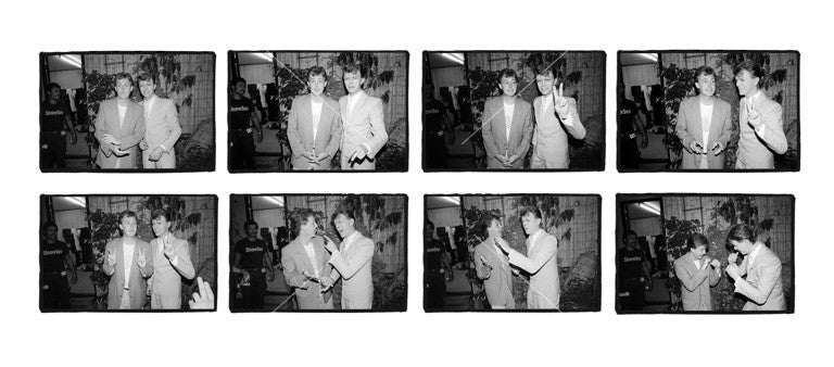 Paul McCartney & David Bowie, Backstage at Live Aid, Wembley Stadium, London, 1985