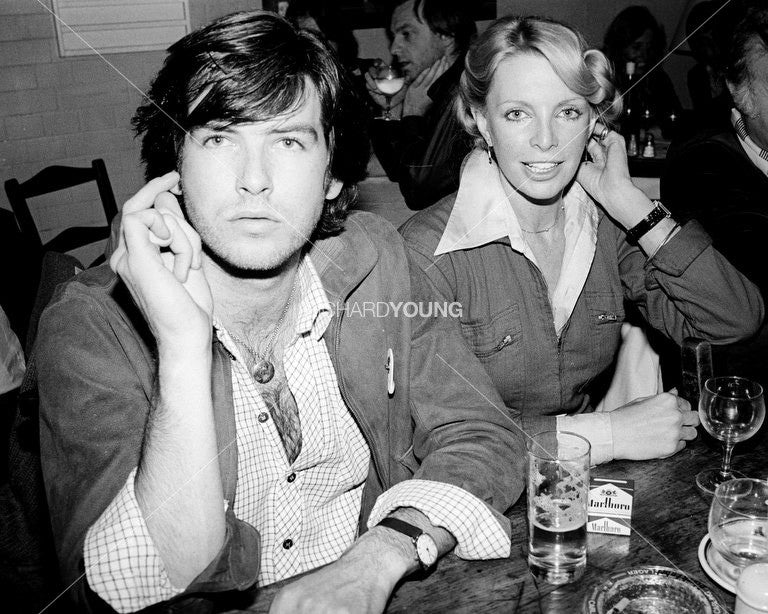 Pierce Brosnan and Cassandra Harris, Embassy Club, London, 1979