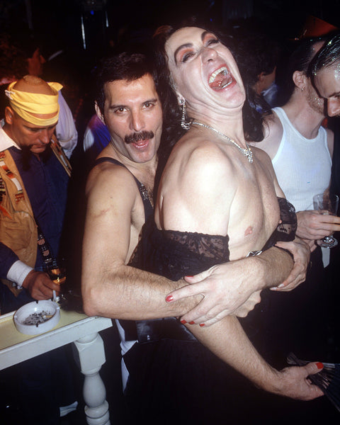 Freddie Mercury and David Wigg, Freddie Mercury's 39th Birthday Party, Old Mrs. Henderson's, Munich, 1985