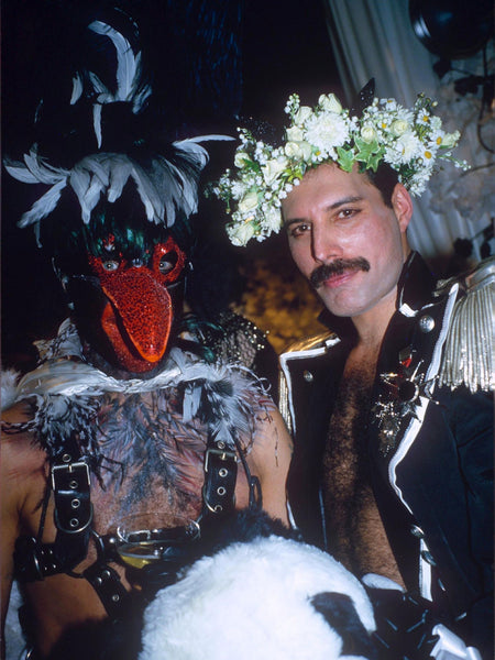 Freddie Mercury and guest, Freddie Mercury's 39th Birthday Party, Old Mrs. Henderson's Nightclub, Munich, 1985