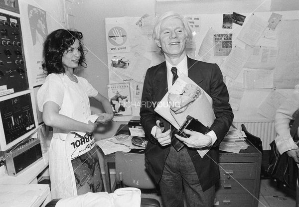 Andy Warhol & Bianca Jagger at the Andy Warhol Exhibition at the ICA, London, 1978