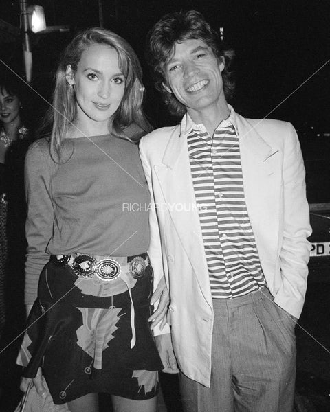 Jerry Hall and Mick Jagger, Langan's Brasserie, London, 1982