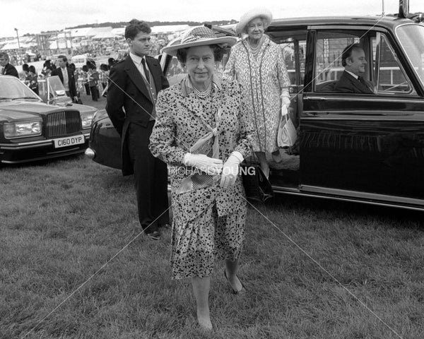 Queen Elizabeth II, The Queen Mother and Paul Burrell, Derby Day, Epsom, 1987