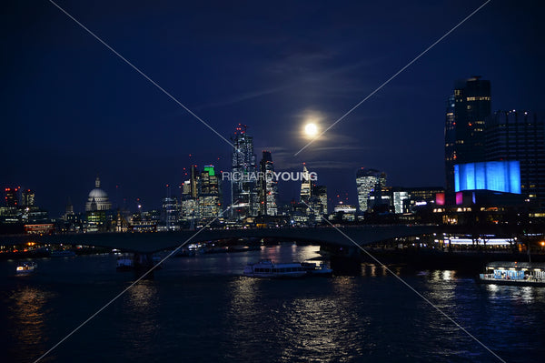 New Moon from Waterloo Bridge, London, 2019